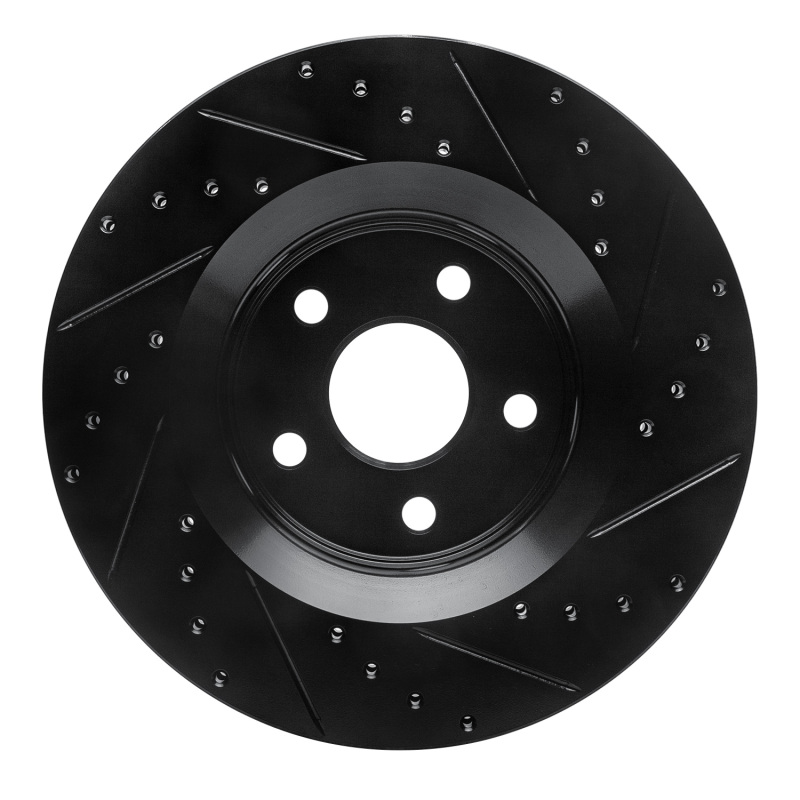 Dodge Durango Brake Rotor (1) - Front Left - R1 Concepts - Drilled & Slotted - Black - `11-`25